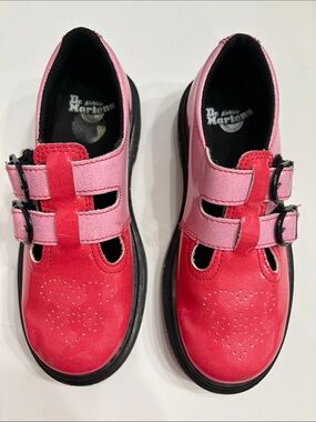 Dr. Martens Kids Pink Ombré Double-Buckle Mary Jane Shoes